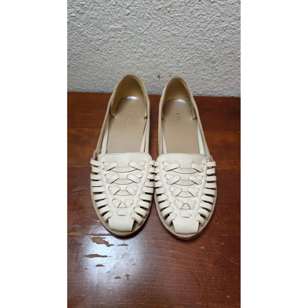 Nisolo‎ Huarache Sandals Womens 7 Bone Leather Woven Flat Shoes Handcrafted Peru
